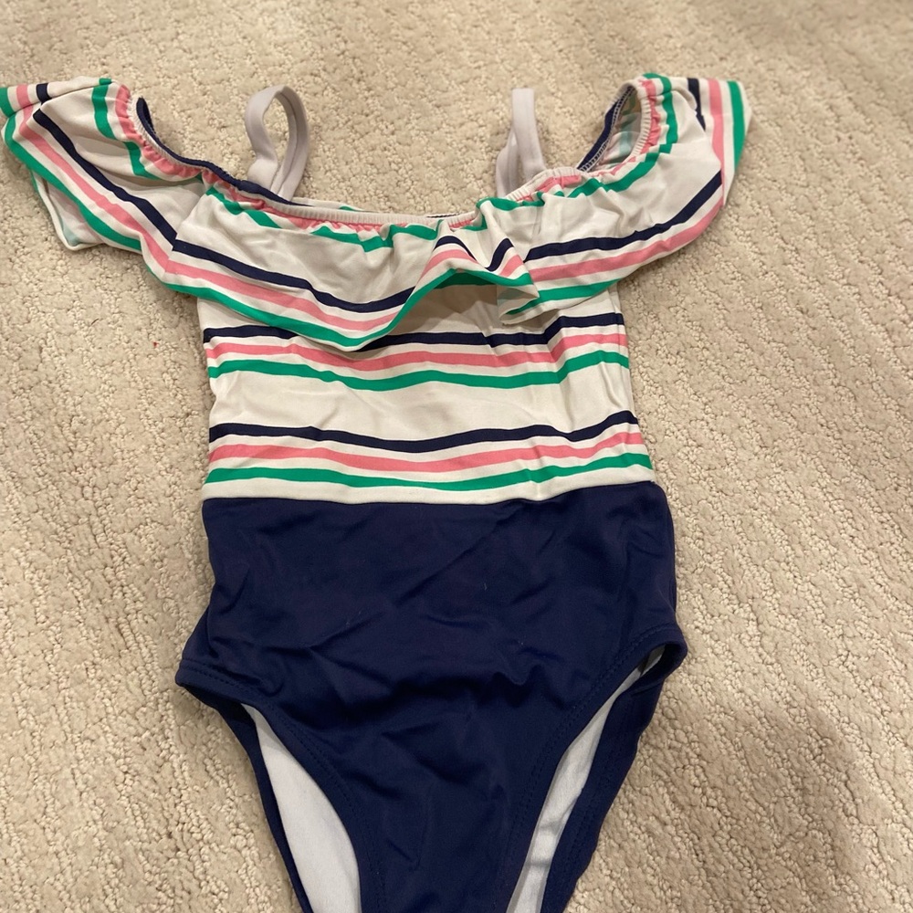 Striped Off-Shoulder Swimsuit